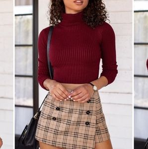 Burgundy Cropped Turtleneck